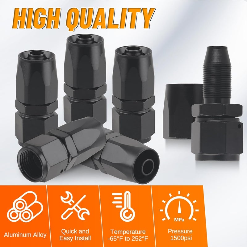 KOOTANS 5pcs 8AN Hose End Fitting Straight Swivel Fuel Line Fittings Black Aluminum 8AN Fittings for CPE Braided Fuel Hose - Image 5